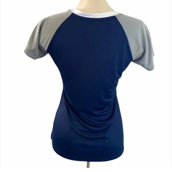 MLB NEW YORK YANKEES Tee Shirt Size Med Short Raglan Sleeves V Neck World Series - Picture 5 of 8